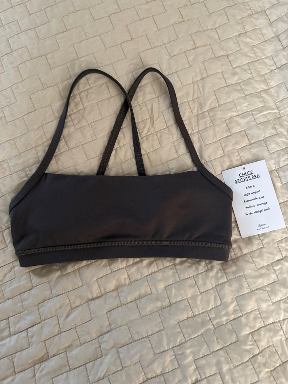 Fleo Chloe Strappy Sports Bra in Dark Gray